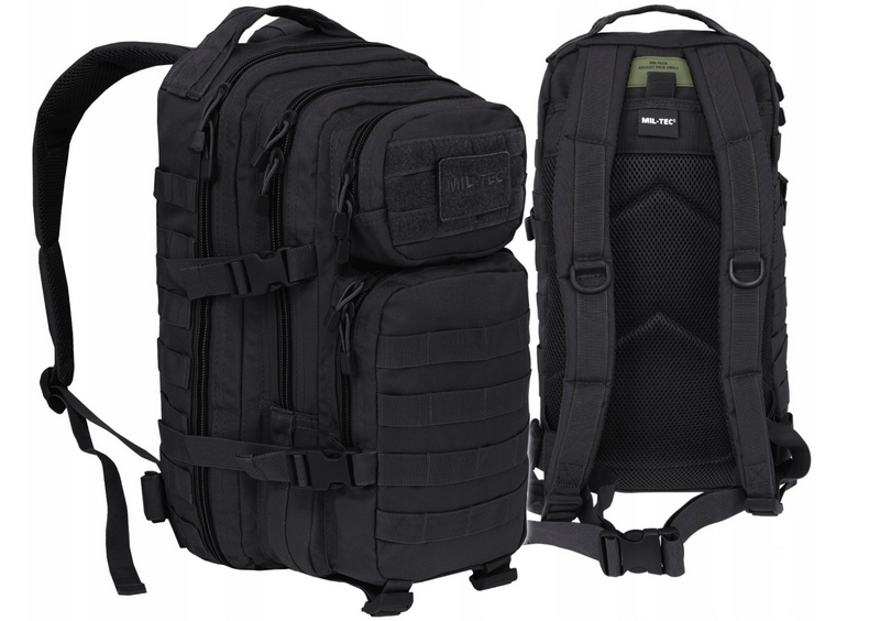 Mil-Tec Assault Pack Small 20 l - Čierny, Taktický Batoh s MOLLE Systémom